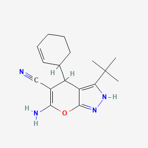 molecular formula C17H22N4O B4147795 6-amino-3-tert-butyl-4-(2-cyclohexen-1-yl)-2,4-dihydropyrano[2,3-c]pyrazole-5-carbonitrile 