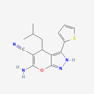 molecular formula C15H16N4OS B4147808 6-amino-4-isobutyl-3-(2-thienyl)-2,4-dihydropyrano[2,3-c]pyrazole-5-carbonitrile 