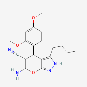 molecular formula C19H22N4O3 B4147838 6-amino-3-butyl-4-(2,4-dimethoxyphenyl)-2,4-dihydropyrano[2,3-c]pyrazole-5-carbonitrile 