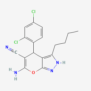 6-amino-3-butyl-4-(2,4-dichlorophenyl)-2,4-dihydropyrano[2,3-c]pyrazole-5-carbonitrile