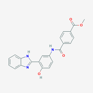 molecular formula C22H17N3O4 B414784 methyl 4-{[3-(1H-benzimidazol-2-yl)-4-hydroxyanilino]carbonyl}benzoate 