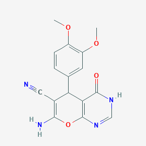 7-amino-5-(3,4-dimethoxyphenyl)-4-oxo-3,5-dihydro-4H-pyrano[2,3-d]pyrimidine-6-carbonitrile