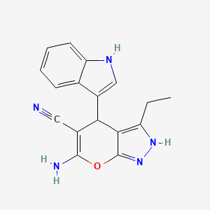 6-amino-3-ethyl-4-(1H-indol-3-yl)-2,4-dihydropyrano[2,3-c]pyrazole-5-carbonitrile