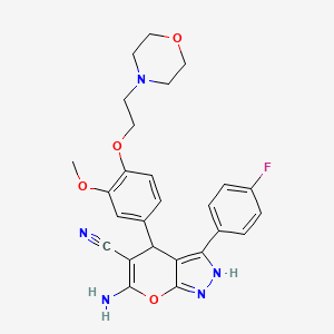 6-Amino-3-(4-fluorophenyl)-4-[3-methoxy-4-(2-morpholin-4-ylethoxy)phenyl]-2,4-dihydropyrano[2,3-c]pyrazole-5-carbonitrile