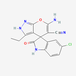 molecular formula C16H12ClN5O2 B4147867 6'-amino-5-chloro-3'-ethyl-2-oxo-1,2-dihydro-2'H-spiro[indole-3,4'-pyrano[2,3-c]pyrazole]-5'-carbonitrile 