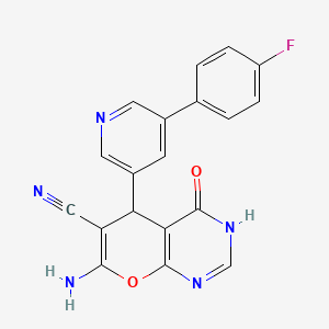 molecular formula C19H12FN5O2 B4147904 7-Amino-5-[5-(4-fluorophenyl)pyridin-3-yl]-4-oxo-3,5-dihydropyrano[2,3-d]pyrimidine-6-carbonitrile 