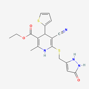 ethyl 5-cyano-6-{[(5-hydroxy-1H-pyrazol-3-yl)methyl]thio}-2-methyl-4-(2-thienyl)-1,4-dihydro-3-pyridinecarboxylate