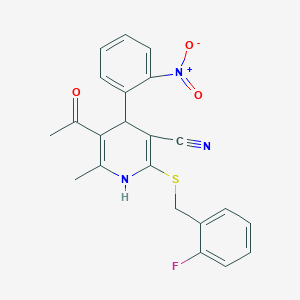 5-Acetyl-2-[(2-fluorophenyl)methylsulfanyl]-6-methyl-4-(2-nitrophenyl)-1,4-dihydropyridine-3-carbonitrile