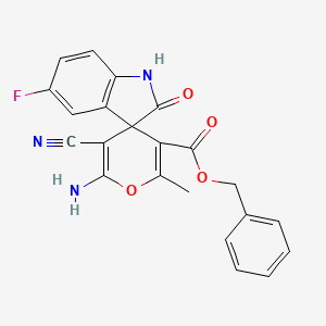 benzyl 6'-amino-5'-cyano-5-fluoro-2'-methyl-2-oxospiro[1H-indole-3,4'-pyran]-3'-carboxylate