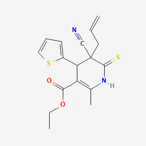 ETHYL 5-CYANO-2-METHYL-5-(PROP-2-EN-1-YL)-6-SULFANYLIDENE-4-(THIOPHEN-2-YL)-1,4-DIHYDROPYRIDINE-3-CARBOXYLATE