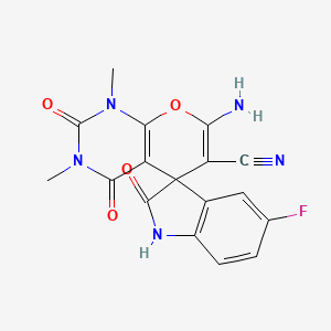 7'-amino-5-fluoro-1',3'-dimethyl-2,2',4'-trioxo-1,1',2,2',3',4'-hexahydrospiro[indole-3,5'-pyrano[2,3-d]pyrimidine]-6'-carbonitrile