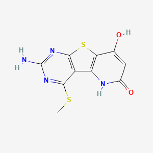 11-amino-6-hydroxy-13-methylsulfanyl-8-thia-3,10,12-triazatricyclo[7.4.0.02,7]trideca-1(9),2(7),5,10,12-pentaen-4-one