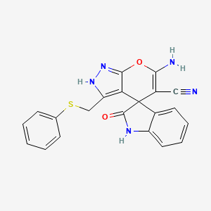 molecular formula C21H15N5O2S B4148000 6'-amino-2-oxo-3'-[(phenylthio)methyl]-1,2-dihydro-1'H-spiro[indole-3,4'-pyrano[2,3-c]pyrazole]-5'-carbonitrile 