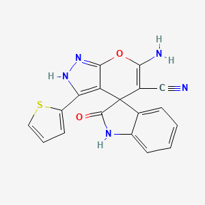 molecular formula C18H11N5O2S B4148003 6'-amino-2-oxo-3'-(thiophen-2-yl)-1,2-dihydro-1'H-spiro[indole-3,4'-pyrano[2,3-c]pyrazole]-5'-carbonitrile 