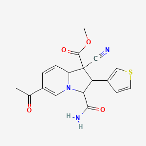 methyl 6-acetyl-3-carbamoyl-1-cyano-2-thiophen-3-yl-3,8a-dihydro-2H-indolizine-1-carboxylate