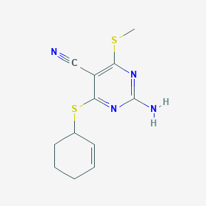 2-amino-4-(2-cyclohexen-1-ylthio)-6-(methylthio)-5-pyrimidinecarbonitrile