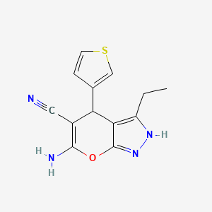 6-amino-3-ethyl-4-(3-thienyl)-2,4-dihydropyrano[2,3-c]pyrazole-5-carbonitrile