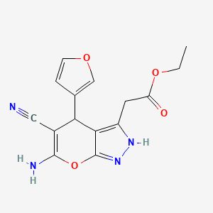 ethyl [6-amino-5-cyano-4-(3-furyl)-2,4-dihydropyrano[2,3-c]pyrazol-3-yl]acetate