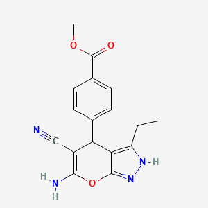 molecular formula C17H16N4O3 B4148064 methyl 4-(6-amino-5-cyano-3-ethyl-2,4-dihydropyrano[2,3-c]pyrazol-4-yl)benzoate 