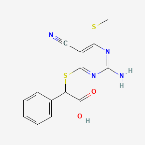 2-(2-Amino-5-cyano-6-methylsulfanylpyrimidin-4-yl)sulfanyl-2-phenylacetic acid