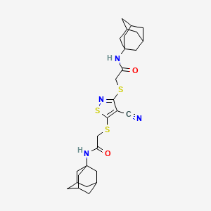 molecular formula C28H36N4O2S3 B4148079 N-(ADAMANTAN-1-YL)-2-{[5-({[(ADAMANTAN-1-YL)CARBAMOYL]METHYL}SULFANYL)-4-CYANO-1,2-THIAZOL-3-YL]SULFANYL}ACETAMIDE 