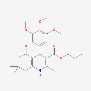 molecular formula C25H33NO6 B414809 Propyl 2,7,7-trimethyl-5-oxo-4-(3,4,5-trimethoxyphenyl)-1,4,5,6,7,8-hexahydro-3-quinolinecarboxylate 