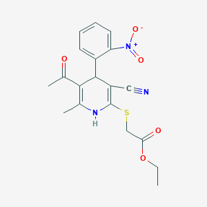 Ethyl 2-[[5-acetyl-3-cyano-6-methyl-4-(2-nitrophenyl)-1,4-dihydropyridin-2-yl]sulfanyl]acetate