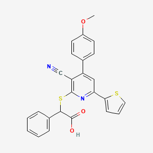 {[3-Cyano-4-(4-methoxyphenyl)-6-(thiophen-2-yl)pyridin-2-yl]sulfanyl}(phenyl)acetic acid