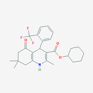 molecular formula C26H30F3NO3 B414812 Cyclohexyl 2,7,7-trimethyl-5-oxo-4-[2-(trifluoromethyl)phenyl]-1,4,5,6,7,8-hexahydro-3-quinolinecarboxylate 