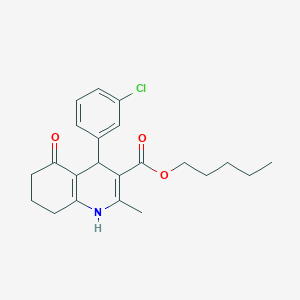 molecular formula C22H26ClNO3 B414818 Pentyl 4-(3-chlorophenyl)-2-methyl-5-oxo-1,4,5,6,7,8-hexahydroquinoline-3-carboxylate CAS No. 299945-57-6
