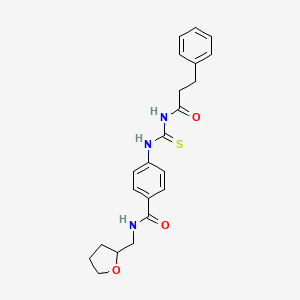 molecular formula C22H25N3O3S B4148194 4-({[(3-phenylpropanoyl)amino]carbonothioyl}amino)-N-(tetrahydro-2-furanylmethyl)benzamide 