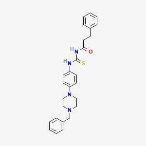 molecular formula C27H30N4OS B4148203 N-[[4-(4-benzylpiperazin-1-yl)phenyl]carbamothioyl]-3-phenylpropanamide 