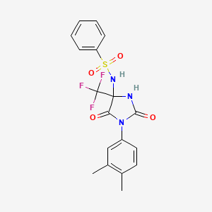 molecular formula C18H16F3N3O4S B4148209 N-[1-(3,4-dimethylphenyl)-2,5-dioxo-4-(trifluoromethyl)imidazolidin-4-yl]benzenesulfonamide 