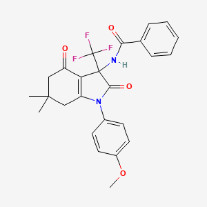 N-[1-(4-methoxyphenyl)-6,6-dimethyl-2,4-dioxo-3-(trifluoromethyl)-2,3,4,5,6,7-hexahydro-1H-indol-3-yl]benzamide