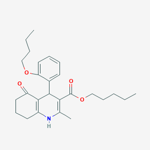 Pentyl 4-(2-butoxyphenyl)-2-methyl-5-oxo-1,4,5,6,7,8-hexahydro-3-quinolinecarboxylate