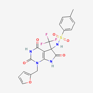 N-{1-[(FURAN-2-YL)METHYL]-2,4,6-TRIOXO-5-(TRIFLUOROMETHYL)-1H,2H,3H,4H,5H,6H,7H-PYRROLO[2,3-D]PYRIMIDIN-5-YL}-4-METHYLBENZENE-1-SULFONAMIDE