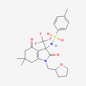 N-{6,6-Dimethyl-2,4-dioxo-1-[(oxolan-2-YL)methyl]-3-(trifluoromethyl)-2,3,4,5,6,7-hexahydro-1H-indol-3-YL}-4-methylbenzene-1-sulfonamide