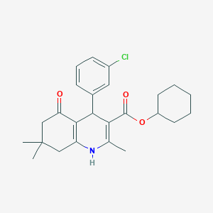 molecular formula C25H30ClNO3 B414827 Cyclohexyl 4-(3-chlorophenyl)-2,7,7-trimethyl-5-oxo-1,4,5,6,7,8-hexahydro-3-quinolinecarboxylate 