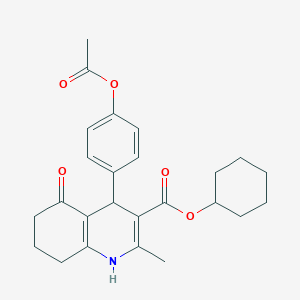 molecular formula C25H29NO5 B414828 Cyclohexyl 4-[4-(acetyloxy)phenyl]-2-methyl-5-oxo-1,4,5,6,7,8-hexahydro-3-quinolinecarboxylate 