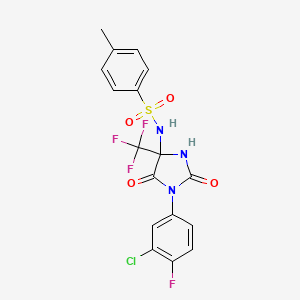 N-[1-(3-chloro-4-fluorophenyl)-2,5-dioxo-4-(trifluoromethyl)imidazolidin-4-yl]-4-methylbenzenesulfonamide