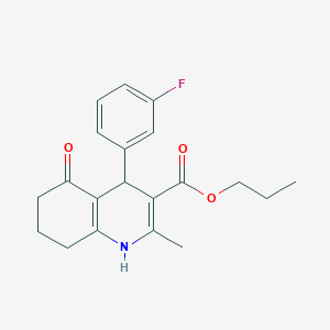 molecular formula C20H22FNO3 B414830 Propyl 4-(3-fluorophenyl)-2-methyl-5-oxo-1,4,5,6,7,8-hexahydro-3-quinolinecarboxylate 