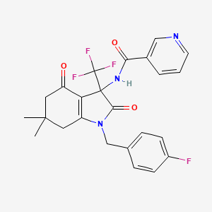 N-[1-(4-fluorobenzyl)-6,6-dimethyl-2,4-dioxo-3-(trifluoromethyl)-2,3,4,5,6,7-hexahydro-1H-indol-3-yl]nicotinamide