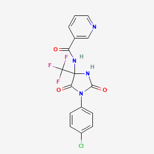 molecular formula C16H10ClF3N4O3 B4148319 N-[1-(4-chlorophenyl)-2,5-dioxo-4-(trifluoromethyl)-4-imidazolidinyl]nicotinamide 