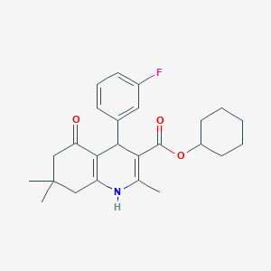 molecular formula C25H30FNO3 B414832 Cyclohexyl 4-(3-fluorophenyl)-2,7,7-trimethyl-5-oxo-1,4,5,6,7,8-hexahydro-3-quinolinecarboxylate 