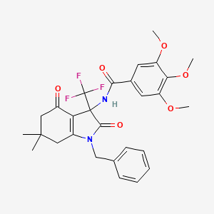 N-[1-benzyl-6,6-dimethyl-2,4-dioxo-3-(trifluoromethyl)-2,3,4,5,6,7-hexahydro-1H-indol-3-yl]-3,4,5-trimethoxybenzamide