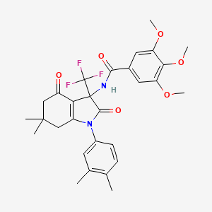 N-[1-(3,4-dimethylphenyl)-6,6-dimethyl-2,4-dioxo-3-(trifluoromethyl)-2,3,4,5,6,7-hexahydro-1H-indol-3-yl]-3,4,5-trimethoxybenzamide