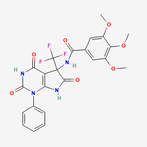 3,4,5-TRIMETHOXY-N-[2,4,6-TRIOXO-1-PHENYL-5-(TRIFLUOROMETHYL)-1H,2H,3H,4H,5H,6H,7H-PYRROLO[2,3-D]PYRIMIDIN-5-YL]BENZAMIDE