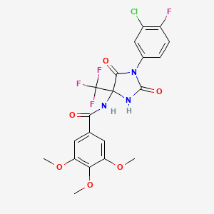 N-[1-(3-chloro-4-fluorophenyl)-2,5-dioxo-4-(trifluoromethyl)imidazolidin-4-yl]-3,4,5-trimethoxybenzamide