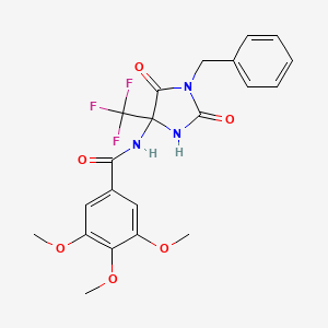 molecular formula C21H20F3N3O6 B4148351 N-[1-benzyl-2,5-dioxo-4-(trifluoromethyl)imidazolidin-4-yl]-3,4,5-trimethoxybenzamide 