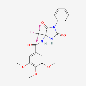 molecular formula C20H18F3N3O6 B4148359 N-[2,5-dioxo-1-phenyl-4-(trifluoromethyl)imidazolidin-4-yl]-3,4,5-trimethoxybenzamide 